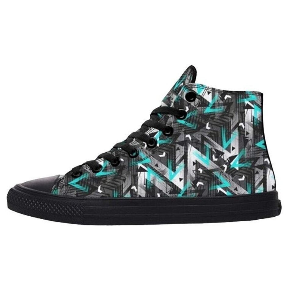 RAAD Aqua Pattern High Top Sneakers Graffiti Retro 6.5M 8W Athletic Shoe Skater